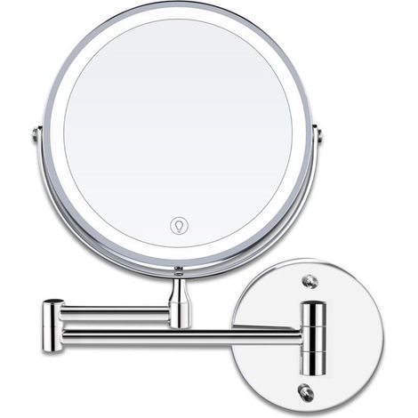 8-inch wall-mounted magnifying mirror – 1x/10x magnification – 3-color adjustable brightness – 360° rotation – Easy installation (1/5)