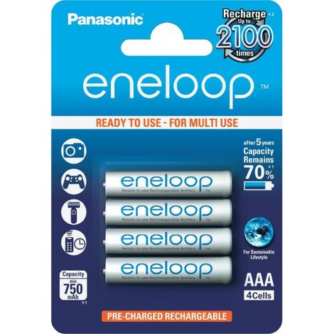 4 piles rechargeables accu PANASONIC ENELOOP LR03 AAA 800mAh (1/3)