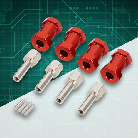 4PCS Adaptateur en Alliage d'Aluminium 20mm pour Essieux 12mm, Connecteur d'Extension Hexagonal pour Modèles RC 1/10, Buggy, Truck et Crawler