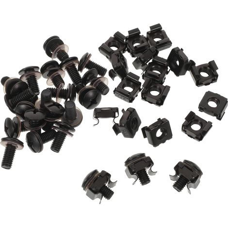 Kit de 40 vis et écrous cage M6 x 14 mm pour montage en rack, acier au carbone noir, (1/5)