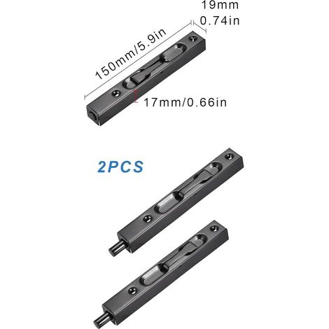 Sliding Door Lock, 150mm Concealed Latch, Stainless Steel Hidden Lock, Sliding Bolt Lock, Hidden Lock, Suitable for Wood and Metal Doors (1/4)