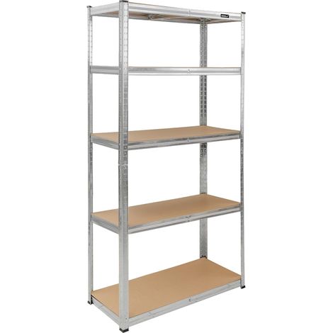 Étagère de Rangement Métallique – 180x90x40 cm – 5 Plateaux MDF – Charge 875 kg (175 kg/Niveau) – Structure Galvanisée Modulable en 2 Établis – Idéal Garage, Cave et Atelier (1/3)