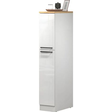 Colonna Portaspezie Bianco Lucido Rovere 2 Cassetti Soft Close Legno
