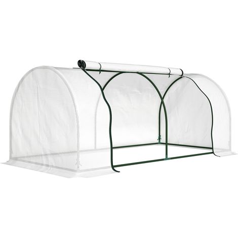 Invernadero con cubierta de malla de PE, estructura de acero, 200x100x80 cm (1/5)