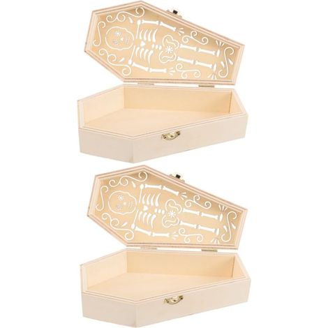 2pièces Boîtes Cercueils Pour Halloween Rangement Vide Pour Friandises Bijoux Cendres Animaux Contenants Cadeaux Fête (1/5)