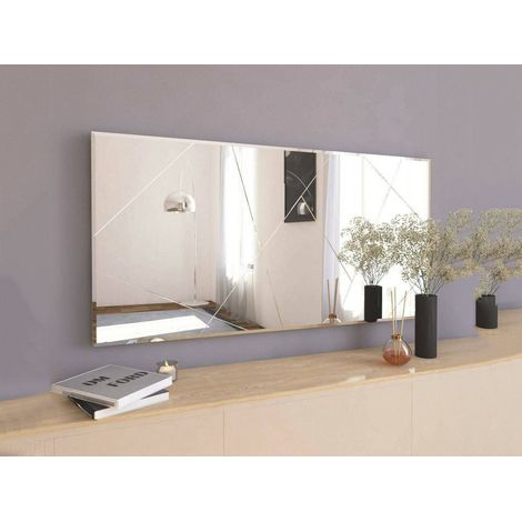 Dmora - Specchio Corallo, Specchiera, Articolo d'arredo a muro, Decorazione con specchio, 120x2h60 cm, Bianco