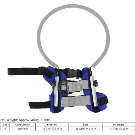 Decdeal Harnais léger anti-collision Pet Blind Halo avec effet réfléchissant pour chiens et chats, bleu, taille M, diamètre du cercle : 33 cm, 11 à 18 kg, 24,2 à 39,7 lb