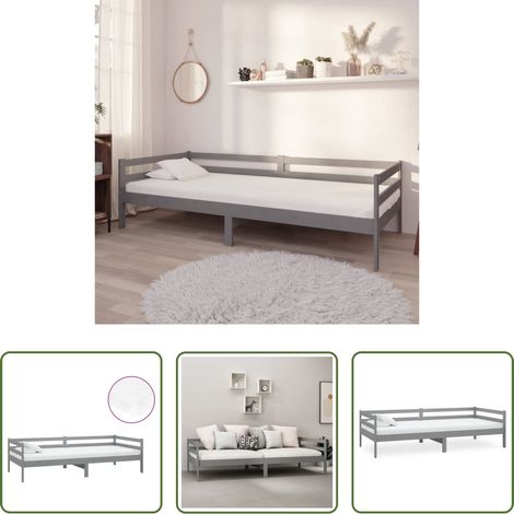 vidaXL Tagesbett mit Matratze - Tagesbett mit Matratze 90x200 cm Grau Kiefer Massivholz (1/5)