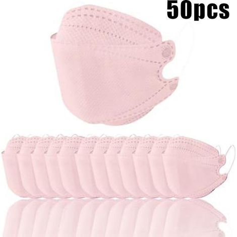 Masques faciaux jetables pour enfants, couleur unie, 10/30/50 pièces, type poisson, protection intégrale du visage, rose (1/4)