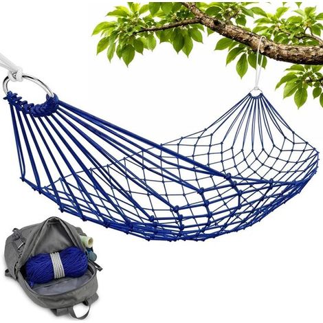 Hamaca de red，250 x 80 cm，Capacidad de peso 150 kg，Hamaca de cuerda de nailon，Hamaca para exteriores/camping，Apta para exteriores o para el patio (1/5)