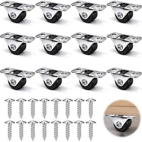 Petites Roulettes pour Meubles, Mini-Roulettes de 1,2 cm, Roulettes en Caoutchouc avec Plaque de Base Métallique et Vis pour Meubles & Projets DIY (1/5)