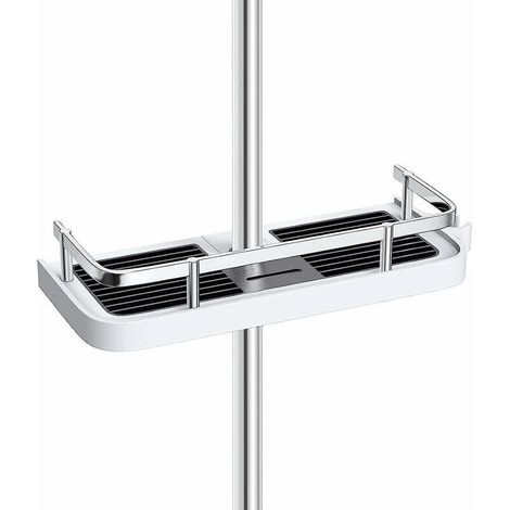 Verstellbare Duschablage, bohrfreier Organizer für Shampoo, Seife, Gesichtsreiniger etc. Passend für Duschstangen mit 19 mm bis 25 mm Durchmesser – rechteckig (1/5)