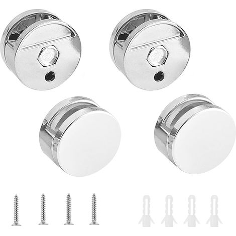 Lot de 4 pinces à verre en alliage de zinc, pour miroir, fixation de miroir, pour salle de bain, salon et lieux publics (1/5)