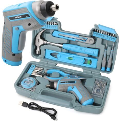 Tournevis Electrique Sans Fil 3.6V Bleu - Perceuse Visseuse Devisseuse Sans Fil Multifonction avec Ensemble d'Outils et Boite a outils complete pour Travaux et Bricolage (1/2)