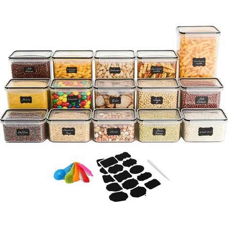 Juego de recipientes de almacenamiento, material libre de BPA, diseño hermético, MULTI, 5 (1/5)