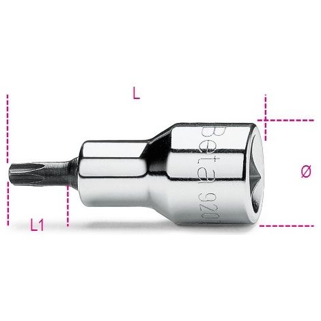 CHIAVI A BUSSOLA MASCHIO PER VITI CON IMPRONTA TAMPER RESISTANT TORX® CON ATTACCO QUADRO FEMMINA 1/2 T25 ART. 920RTX