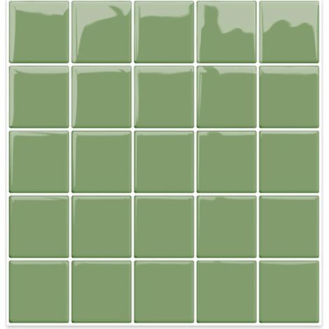 Décoration Murale 3D Autocollante Faux Carrelage Mural Résistant À L'eau Et À L'humidité Facile À Nettoyer,Vert 10pc 25.4x25.4cm Vert (1/5)