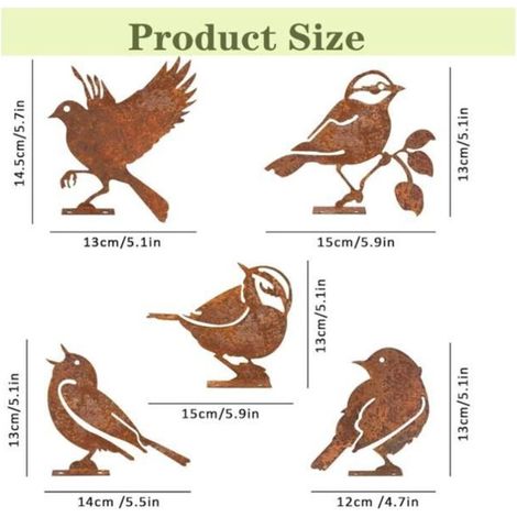 5-teiliges Vogel-Dekorationsset für den Außenbereich, Vogelornamente für Gärten, Terrassen, Höfe und Parks (1/4)