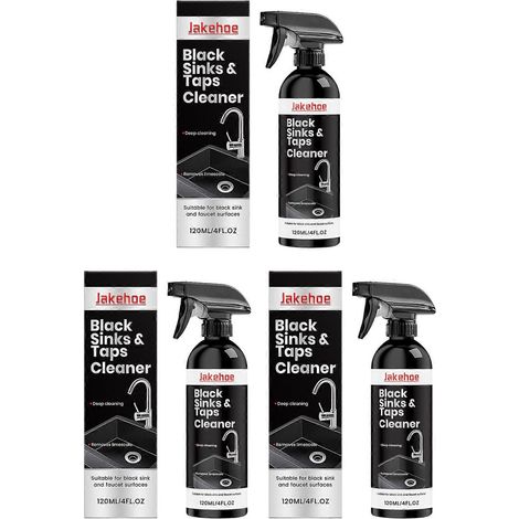 Spray nettoyant pour robinets et éviers noirs, 120 ml, détartrant pour robinets noirs et éviers en céramique, nettoyage en profondeur, éliminant les taches de calcaire (lot de 3). (1/5)