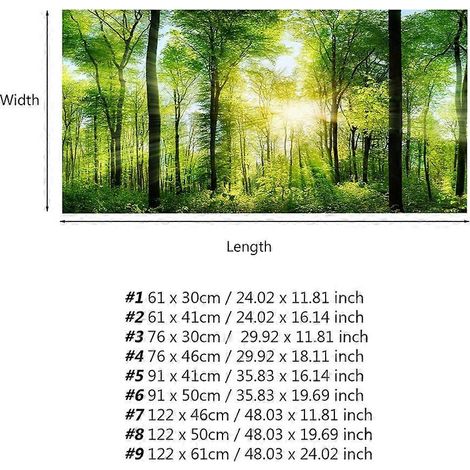 Poster adhésif effet 3D représentant une forêt, idéal pour la décoration d'un aquarium (122 x 50 cm). (1/3)