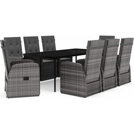 Maison Exclusive - Set da Pranzo da Giardino 9 pz con Cuscini Grigio (1/5)