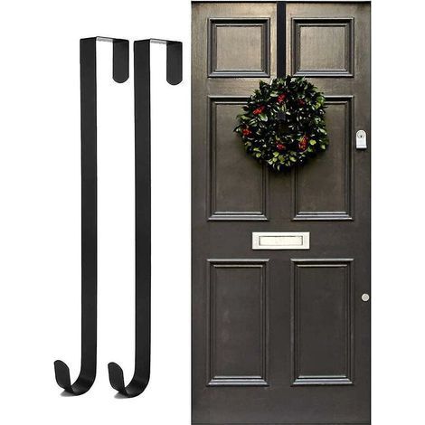 Türhaken zum Aufhängen von Weihnachtskränzen, 2-teiliger Metall-Kranzhalter, Kranzhaken für die Haustür, Haken zum Aufhängen von Weihnachtskränzen über dem Halter (1/4)