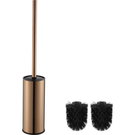 Porte-brosse WC en laiton rose Ensemble de brosse et support en acier inoxydable avec support hygiénique Design élégant pour salle de bain et WC des invités (1/5)