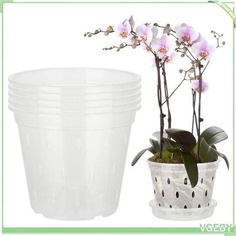 Pot d'Orchidée - V GEBY - 5 Pièces - Transparent - 9,2 cm - Avec Trous de Drainage (1/4)