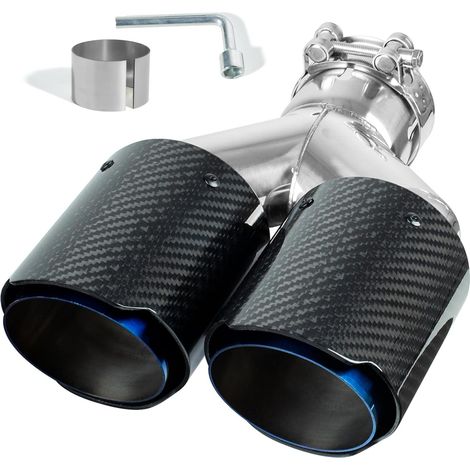 Embout d'Échappement 63mm Double Sortie, Sortie Echappement Voiture en Acier Inoxydable (1/5)