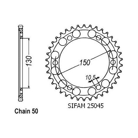 Couronne Acier Yamaha - 530 - 41 Dents - Similaire JTR859 - Made in Germany