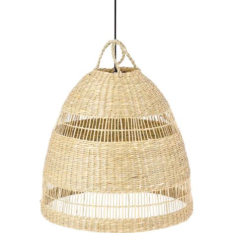 Barcelona Led – Suspension en osier Ikken – Noir boho chic – Fabrication artisanale – Hauteur réglable jusqu'à 1,3m – Compatible ampoule E27 60W