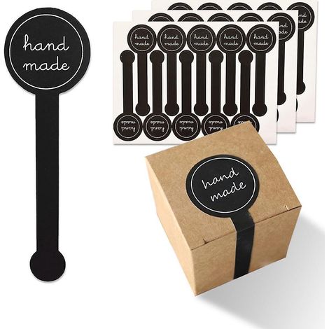 300 Autocollants Scells  La Main, Autocollants  Main, Papier Autocollant, Tiquettes Scelles Noires Pour Emballer Des Biscuits, Des Gteaux, Des Cho (1/5)