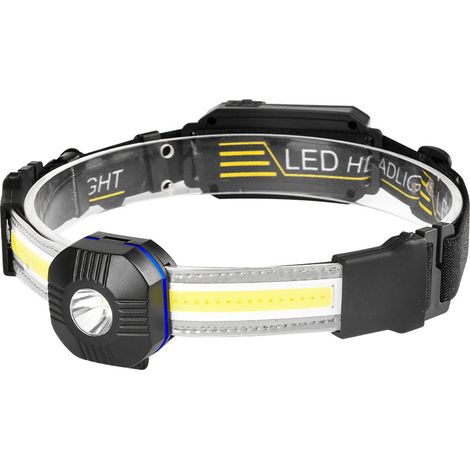 USB-wiederaufladbare StirnlampeXPG + COB LED-Scheinwerfer mit Warnleuchte, 210° Abstrahlwinkel