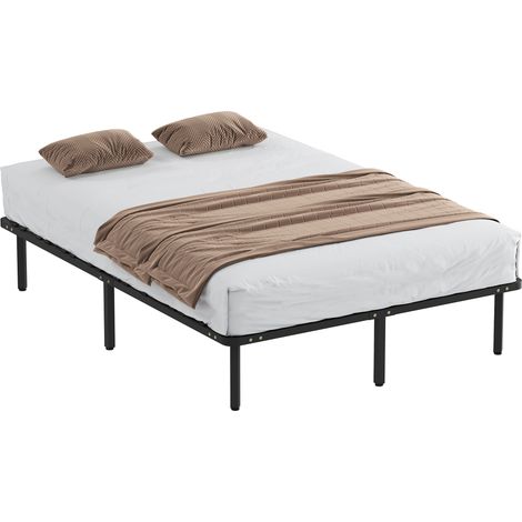 Cadre de lit 140x190 cm 2 personnes bois massif avec rangement sous lit noir