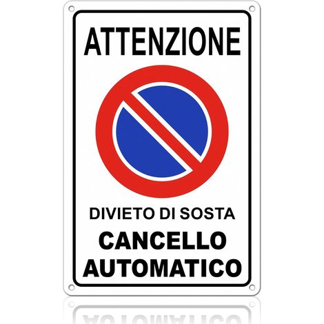 Panneau d'arrêt interdit et panneaux d'arrêt avec portail automatique 30 x 20 cm en aluminium antirouille, réfléchissant de nuit, pré-perforé pour la sécurité (1/5)