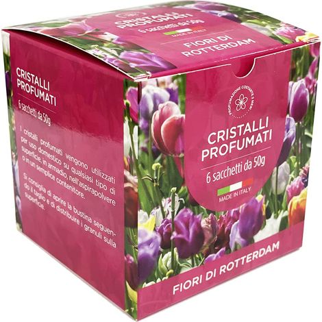 Granuli Profumati per aspirapolvere - Cristalli per ambiente - Scatola da 6 bustine da 50gr (Fiori di Rotterdam) (1/3)