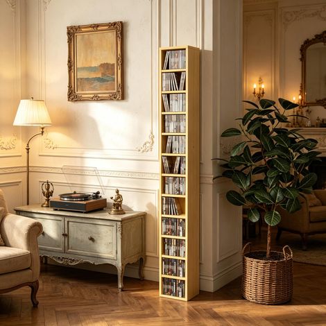 Étagère multimédia peu encombrante, tour de rangement moderne, étagère à CD de haute qualité (1/4)