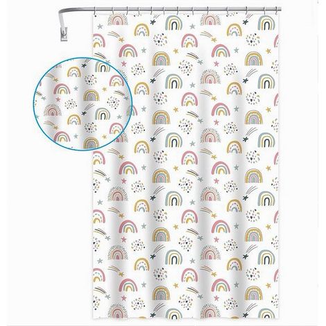 TRADE SHOP - Tenda Doccia Vasca Da Bagno Con 12 Ganci Arcobaleno Fantasy 180x200cm Peva 87563 -