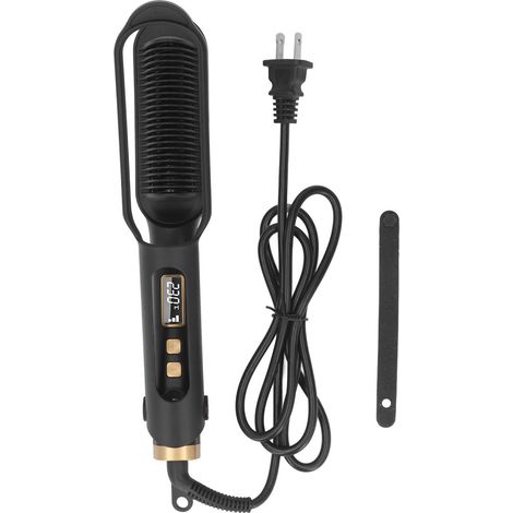 Brosse Lisseuse LED à Ions Négatifs, Température Réglable, Automatique, Prise US 110‑240V (1/5)
