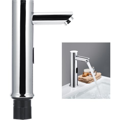 Robinet de lavabo automatique à capteur infrarouge G1/2 po avec eau chaude et froide