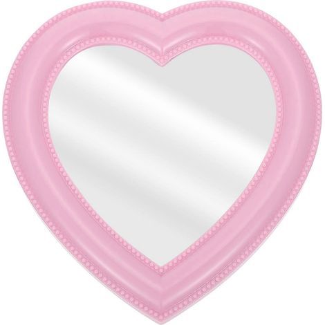 Miroir en forme de cœur, à fixer au mur ou à utiliser sur un bureau. Miroir de maquillage pour femme.-19x18cm-Pink (1/4)