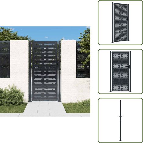 Gartentor Anthrazit 105x180 cm Stahl Quadratisches Design - Gartentor - Stahltür - Zaun - Terrassentür - Einfahrtstor (1/5)