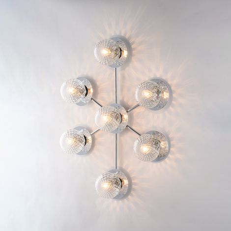 Armonia Plafonnier En Fer Chromé Poli 7 Lumières L.85X62 Bl285-Pl7-Cr