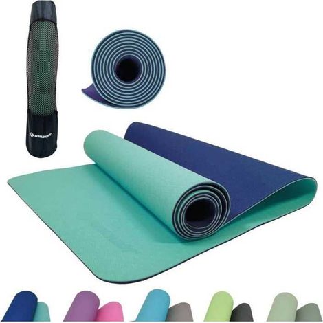 Tappetino da yoga - FITNESS - SCHILDKRÖT - 180 x 61 cm - 4 mm - Sacchetto incluso - Verde / Blu (1/3)