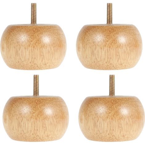 Pieds de meuble 4 pièces en bois massif rond avec 4 vis pour meubles DIY, pieds de table et chaise, ensemble de remplacement pour canapé-lit (1/5)