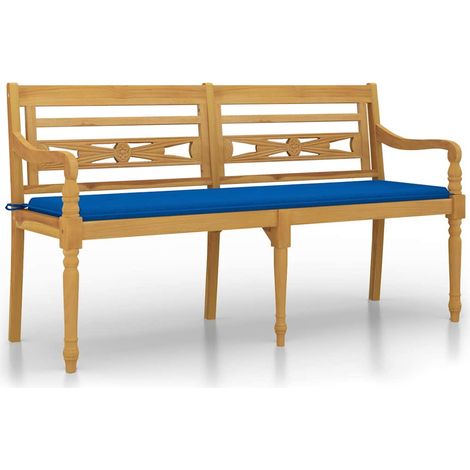 Maison Exclusive - Panchina Batavia Cuscino Blu Reale 150 cm Legno Massello Teak (1/5)