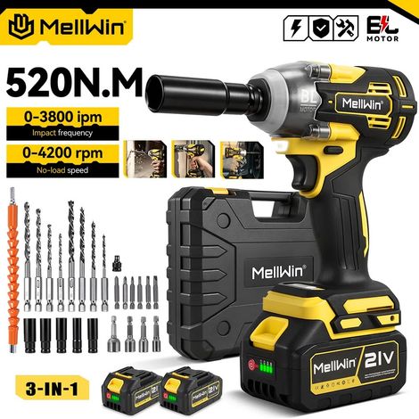 Ensemble de perceuses électriques sans balais 520N·m, clé à chocs électrique 3 en 1, tournevis, outil électrique pour batterie Makita 18V (1/5)