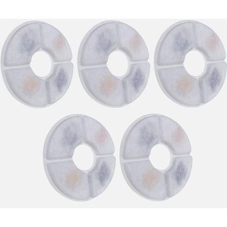 5er-Pack runder Katzenbrunnenfilter, Aktivkohlefilter, 4-lagige Schaumstofffiltration, universell für Hunde und Haustiere, 127 mm (1/5)