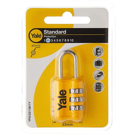 Lucchetto a Combinazione YP2 Yale Cromato 23 mm 2 Pezzi (1/2)