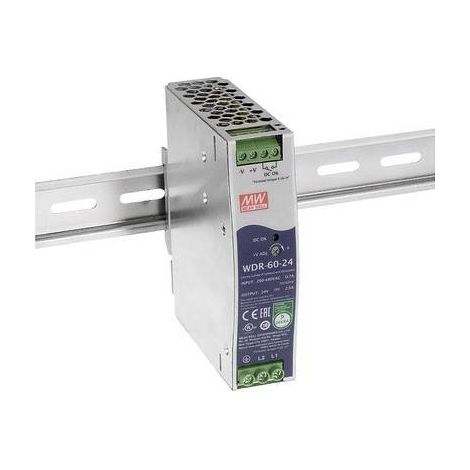 MEAN WELL WDR-60-5 ALIMENTATION RAIL DIN 5 V/DC 10 A 50 W NBR. DE SORTIES:1 X CONTENU 1 PC(S)